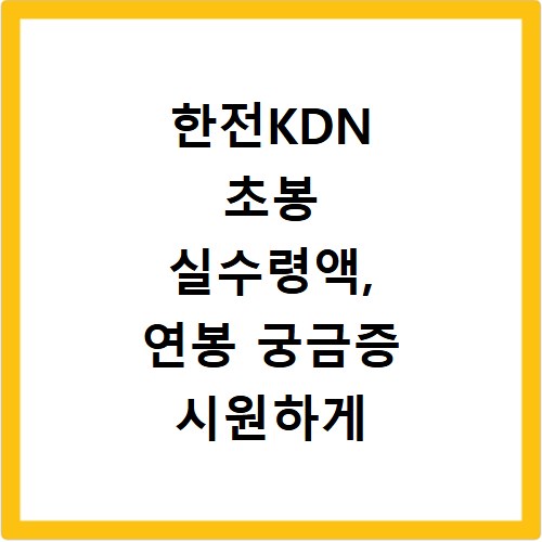 한전KDN 초봉 실수령액, 연봉 궁금증 시원하게 해결해 드립니다