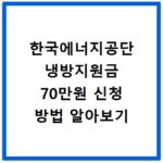 한국에너지공단 냉방지원금 70만원 신청 방법 알아보기