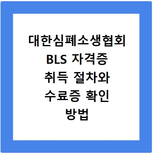 대한심폐소생협회 BLS 자격증 취득 절차와 수료증 확인 방법