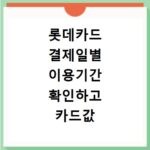 롯데카드 결제일별 이용기간 확인하고 카드값 줄이는 꿀팁