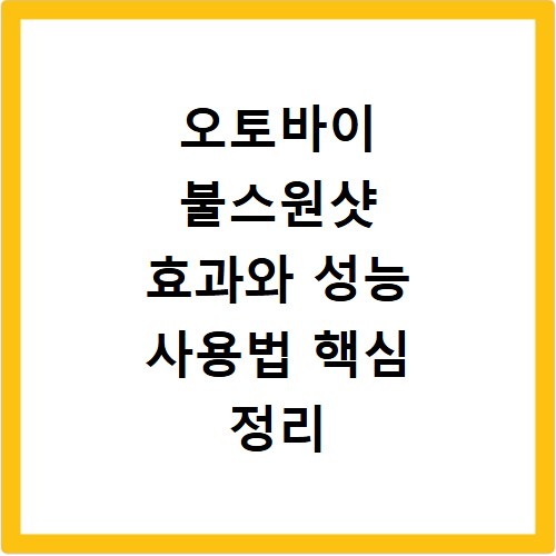 오토바이 불스원샷 효과와 성능 사용법 핵심 정리
