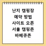 난지 캠핑장 예약 방법 사이트 오픈 서울 캠핑존 바베큐존 준비물 가격