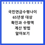 국민연금수령나이 65년생 대상 확인과 수령액 계산 방법 알아보기
