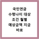 국민연금 수령나이 대상 조건 월별 예상금액 지금 바로 확인하세요