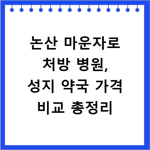 논산 마운자로 처방 병원, 성지 약국 가격 비교 총정리