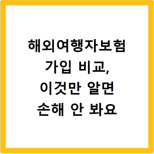 해외여행자보험 가입 비교, 이것만 알면 손해 안 봐요