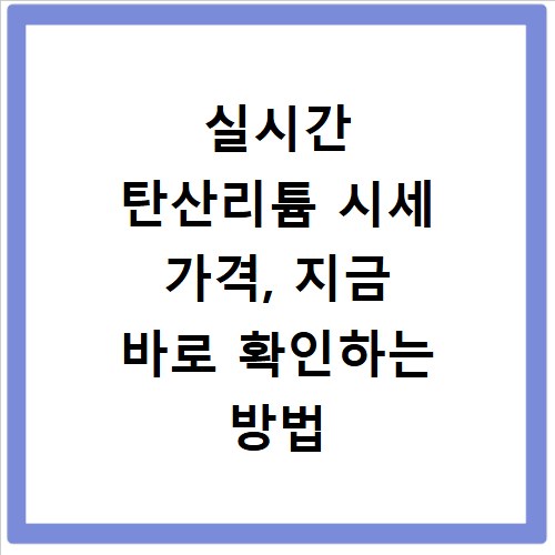 실시간 탄산리튬 시세 가격, 지금 바로 확인하는 방법 총정리