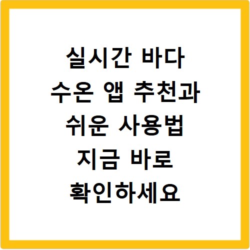 실시간 바다 수온 앱 추천과 쉬운 사용법 지금 바로 확인하세요