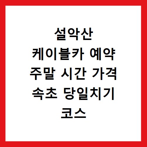 설악산 케이블카 예약 주말 시간 가격 속초 당일치기 코스