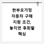 한부모가정 자동차 구매 지원 조건, 놓치면 후회할 핵심 정보 총정리