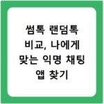 썸톡 랜덤톡 비교, 나에게 맞는 익명 채팅 앱 찾기