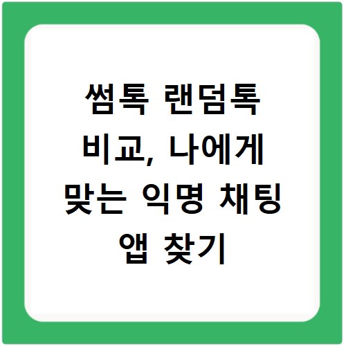 썸톡 랜덤톡 비교, 나에게 맞는 익명 채팅 앱 찾기