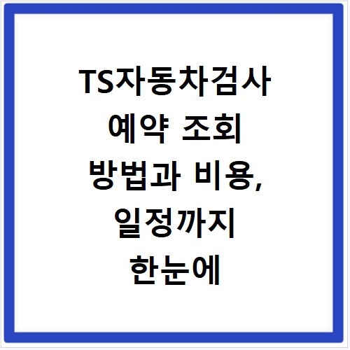 TS자동차검사 예약 조회 방법과 비용, 일정까지 한눈에 끝내기