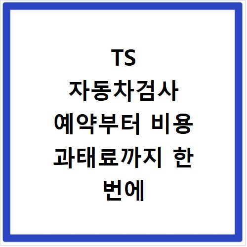 TS 자동차검사 예약부터 비용 과태료까지 한 번에 알아보는 방법