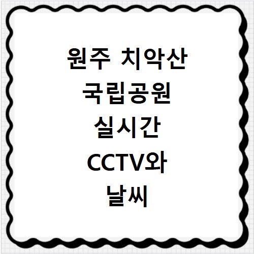 원주 치악산 국립공원 실시간 CCTV와 날씨 확인 방법
