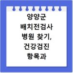 양양군 배치전검사 병원 찾기, 건강검진 항목과 비용 조회 방법