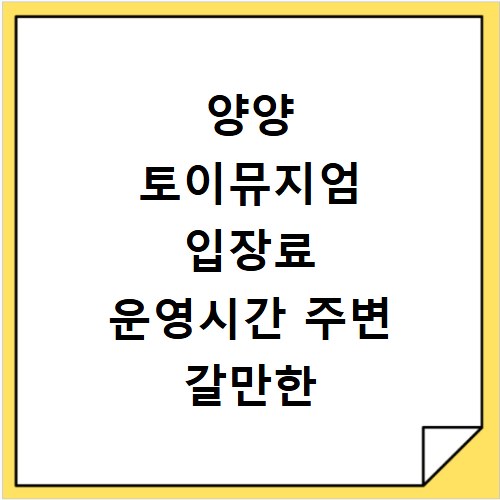 양양 토이뮤지엄 입장료 운영시간 주변 갈만한 곳 총정리