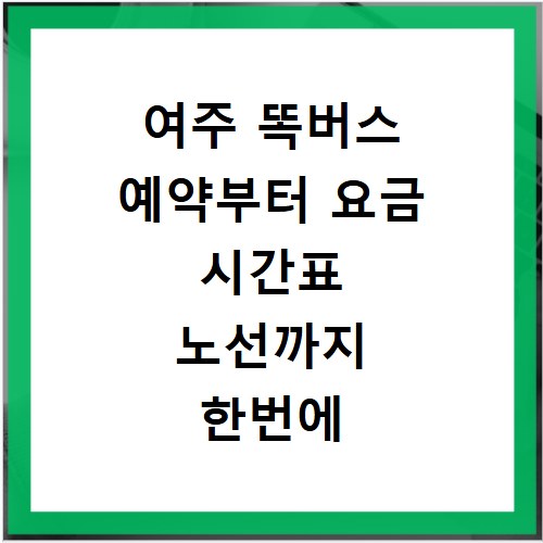 여주 똑버스 예약부터 요금 시간표 노선까지 한번에 확인