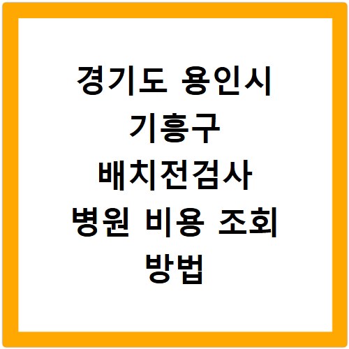 경기도 용인시 기흥구 배치전검사 병원 비용 조회 방법