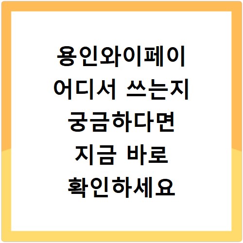 용인와이페이 어디서 쓰는지 궁금하다면 지금 바로 확인하세요