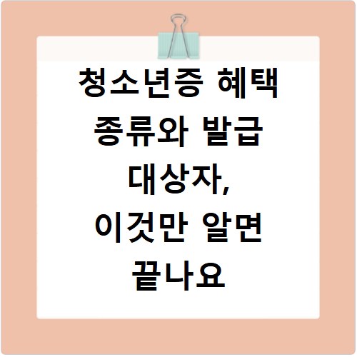 청소년증 혜택 종류와 발급 대상자, 이것만 알면 끝나요