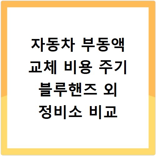 자동차 부동액 교체 비용 주기 블루핸즈 외 정비소 비교