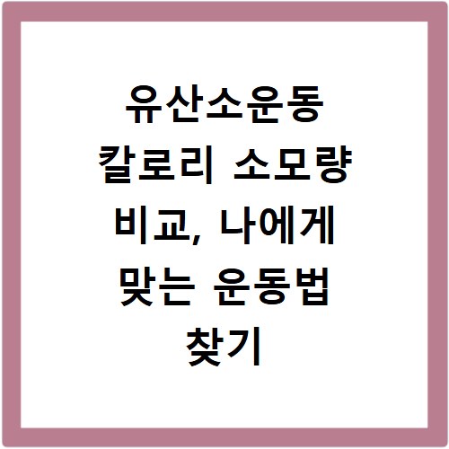 유산소운동 칼로리 소모량 비교, 나에게 맞는 운동법 찾기