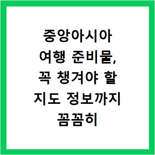 중앙아시아 여행 준비물, 꼭 챙겨야 할 지도 정보까지 꼼꼼히