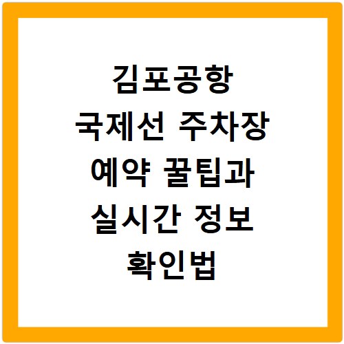김포공항 국제선 주차장 예약 꿀팁과 실시간 정보 확인법