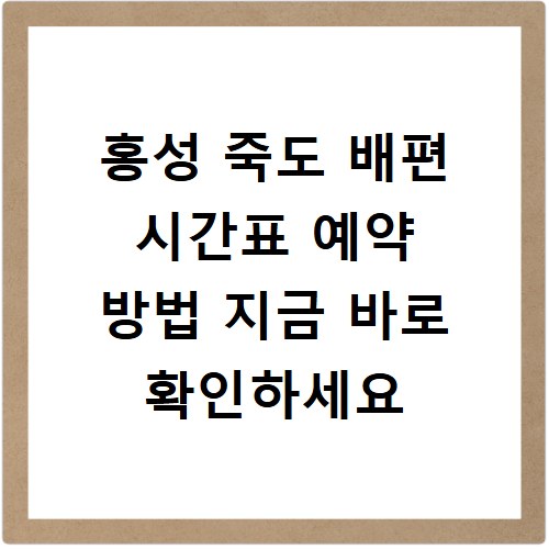 홍성 죽도 배편 시간표 예약 방법 지금 바로 확인하세요