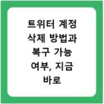 트위터 계정 삭제 방법과 복구 가능 여부, 지금 바로 확인하세요