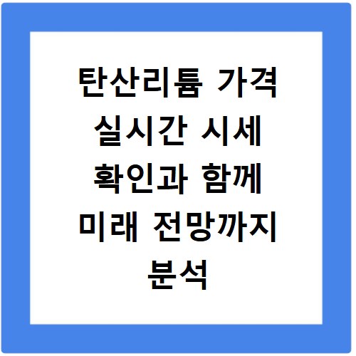 탄산리튬 가격 실시간 시세 확인과 함께 미래 전망까지 분석