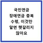 국민연금 장애연금 중복 수령, 이것만 알면 헷갈리지 않아요
