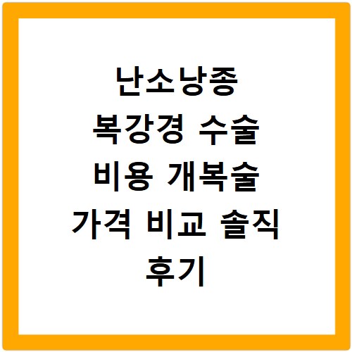 난소낭종 복강경 수술 비용 개복술 가격 비교 솔직 후기