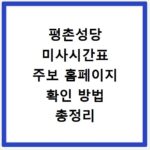 평촌성당 미사시간표 주보 홈페이지 확인 방법 총정리