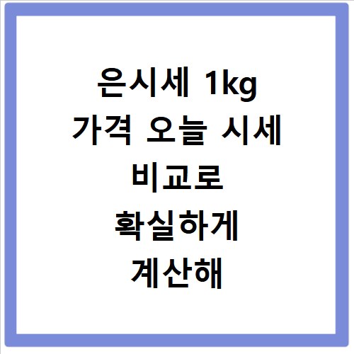 은시세 1kg 가격 오늘 시세 비교로 확실하게 계산해 드려요