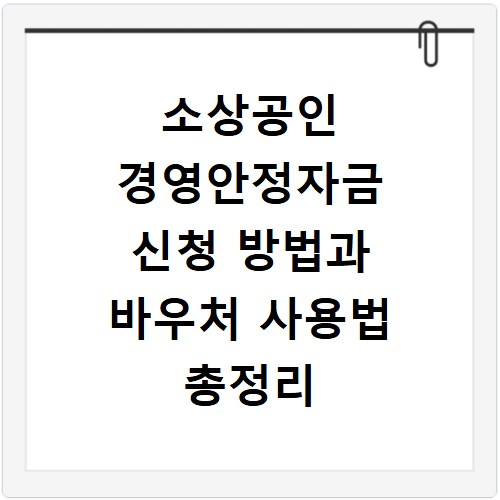 소상공인 경영안정자금 신청 방법과 바우처 사용법 총정리