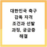 대한민국 축구 감독 자격 조건과 선발 과정, 궁금증 해결