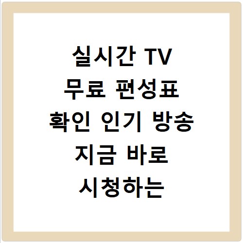 실시간 TV 무료 편성표 확인 인기 방송 지금 바로 시청하는 법
